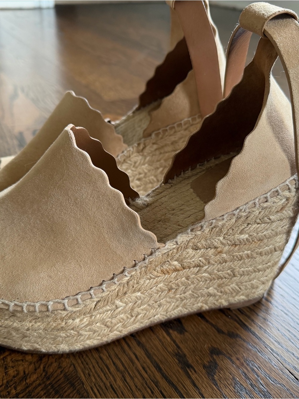 CHLOE Suede Espadrille Wedge Sandals - Beige - 39 - Picture 5 of 12